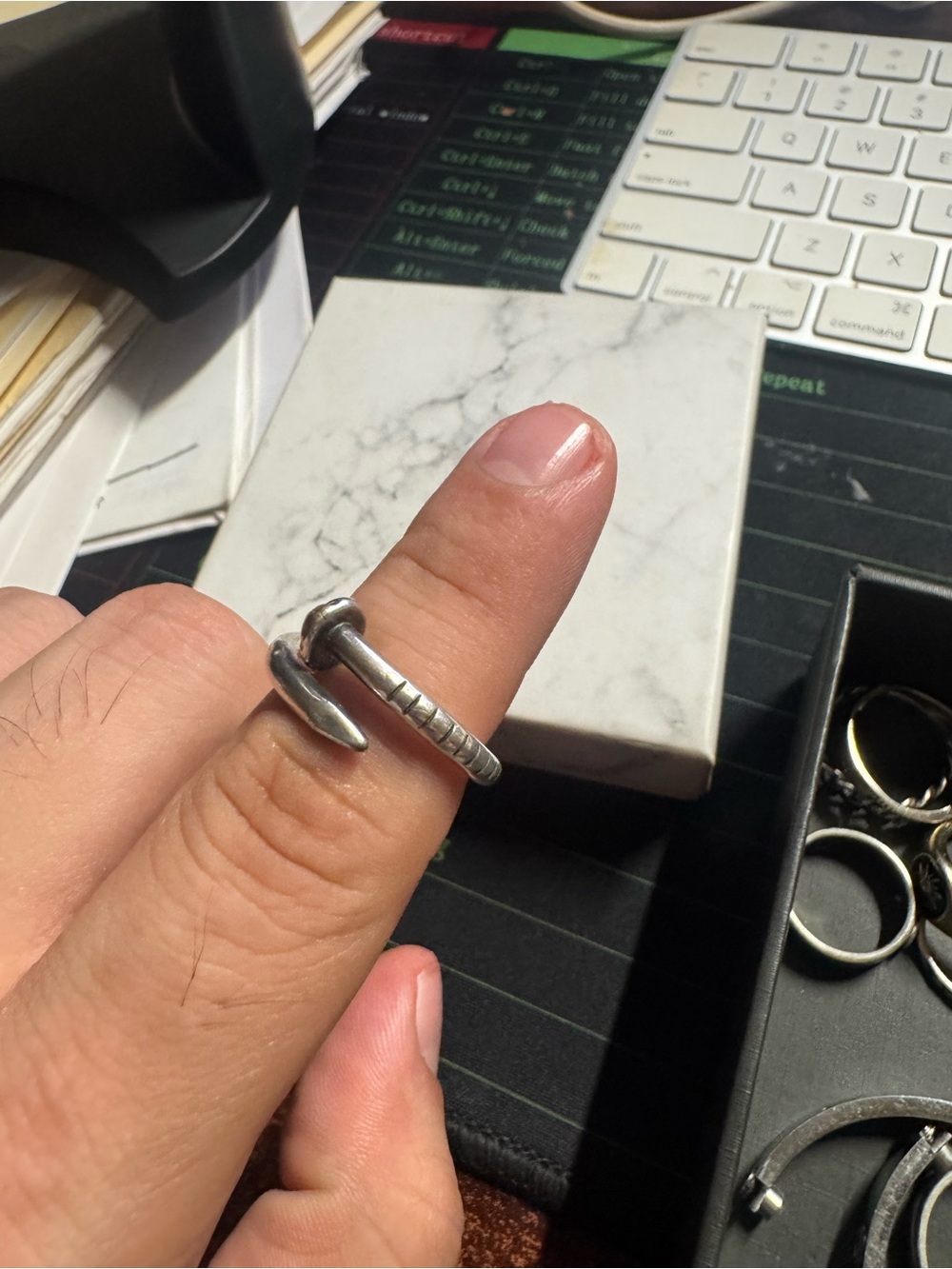 Sterling silver nail ring - chrome hearts